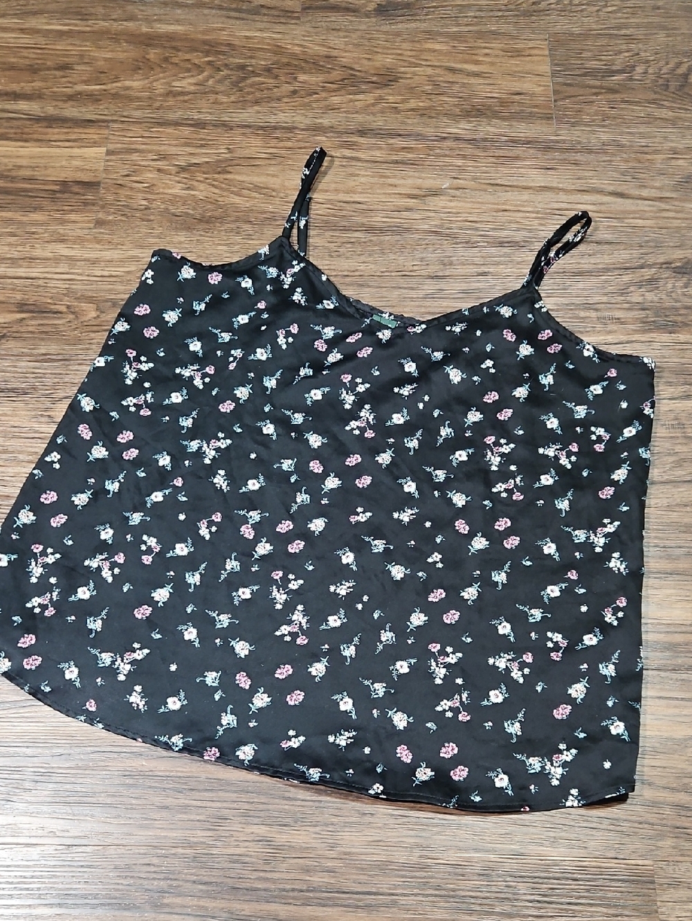 Wild Fable Black Floral Satin Cami Top Size Large